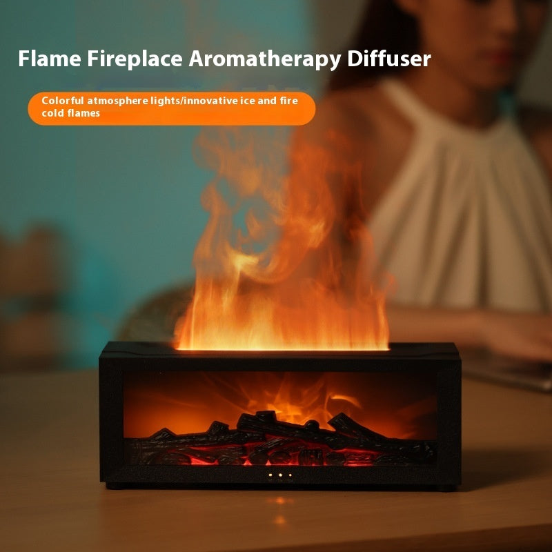 Home Flame Aromatherapy Colorful Essential 3D Flame Fireplace Oil Diffuser
