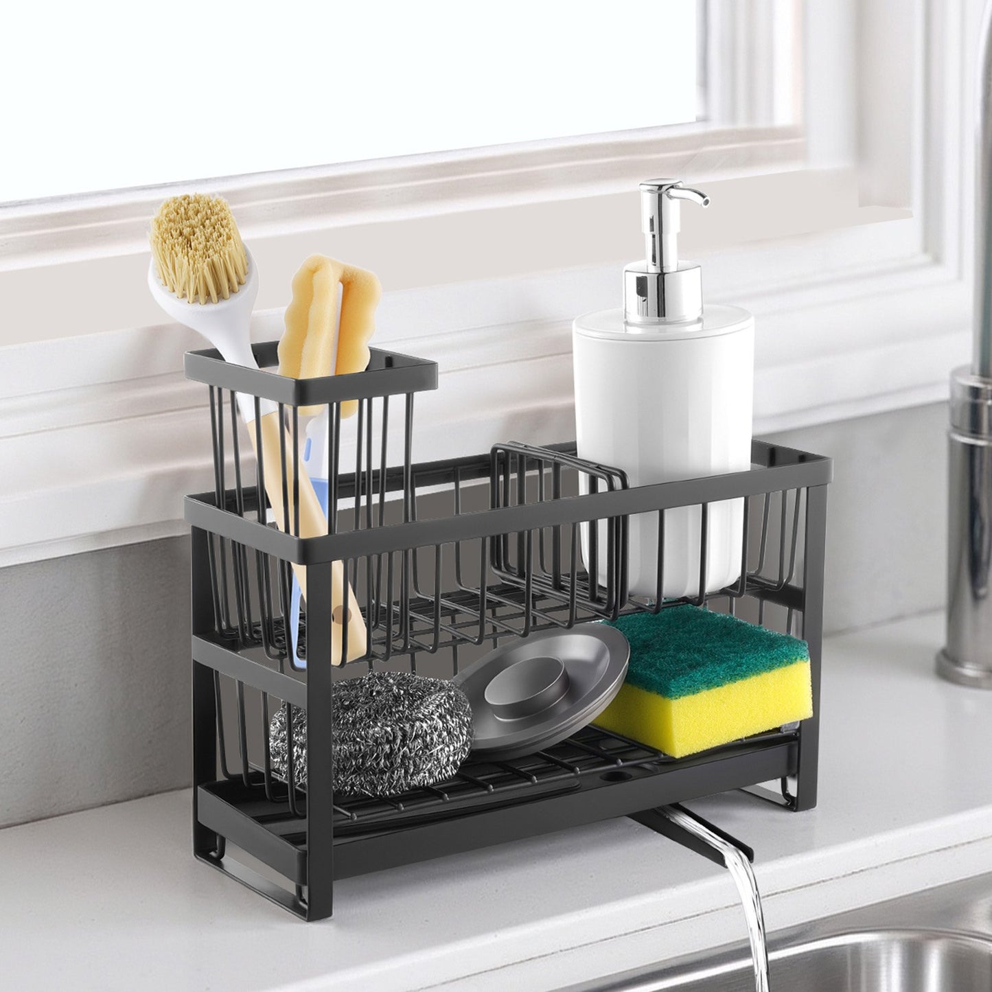 Kitchen Sink Caddy Organizer Sponge Holder For Kitchen Essentials Storage