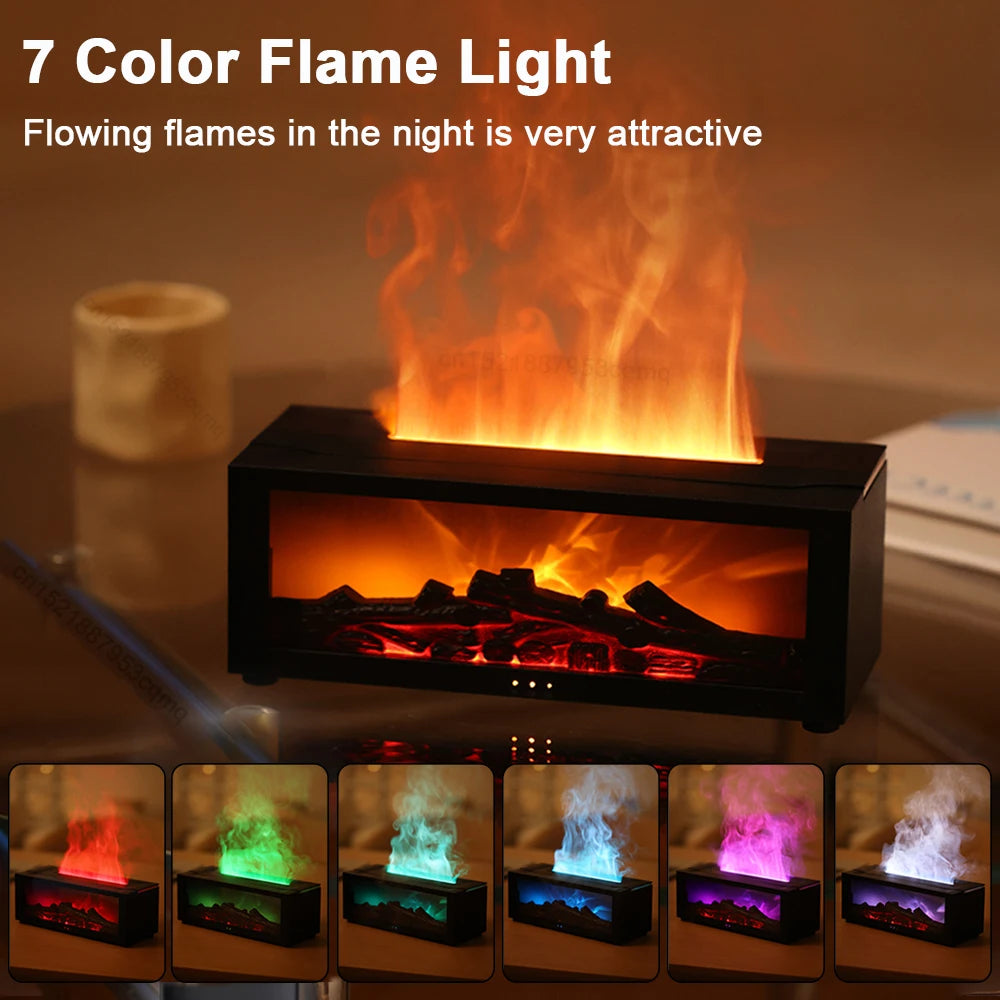 Home Flame Aromatherapy Colorful Essential 3D Flame Fireplace Oil Diffuser