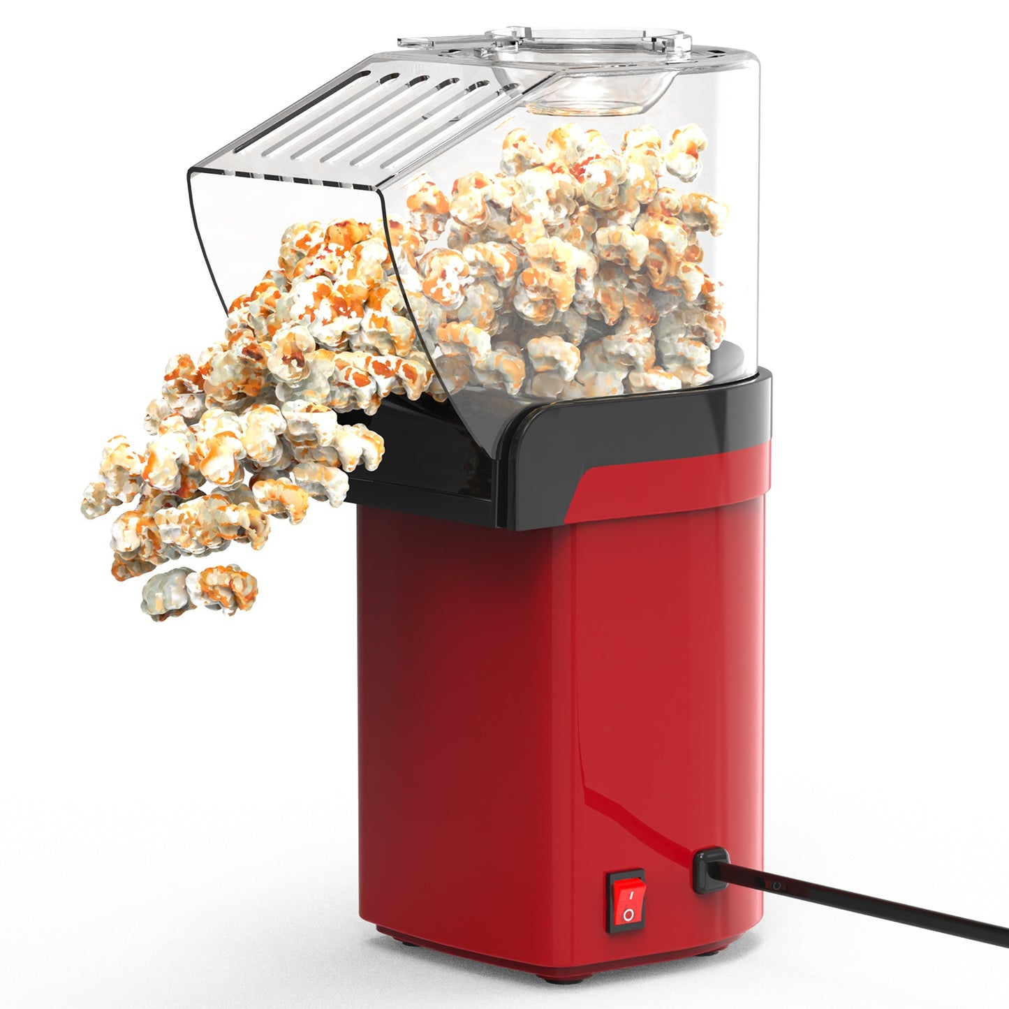 Hot Air Popcorn Popper Maker With Measure Cup And Butter Warmer 1200W Oil-Free Easy To Use 8Cups Mini Popcorn Maker Machine For Home