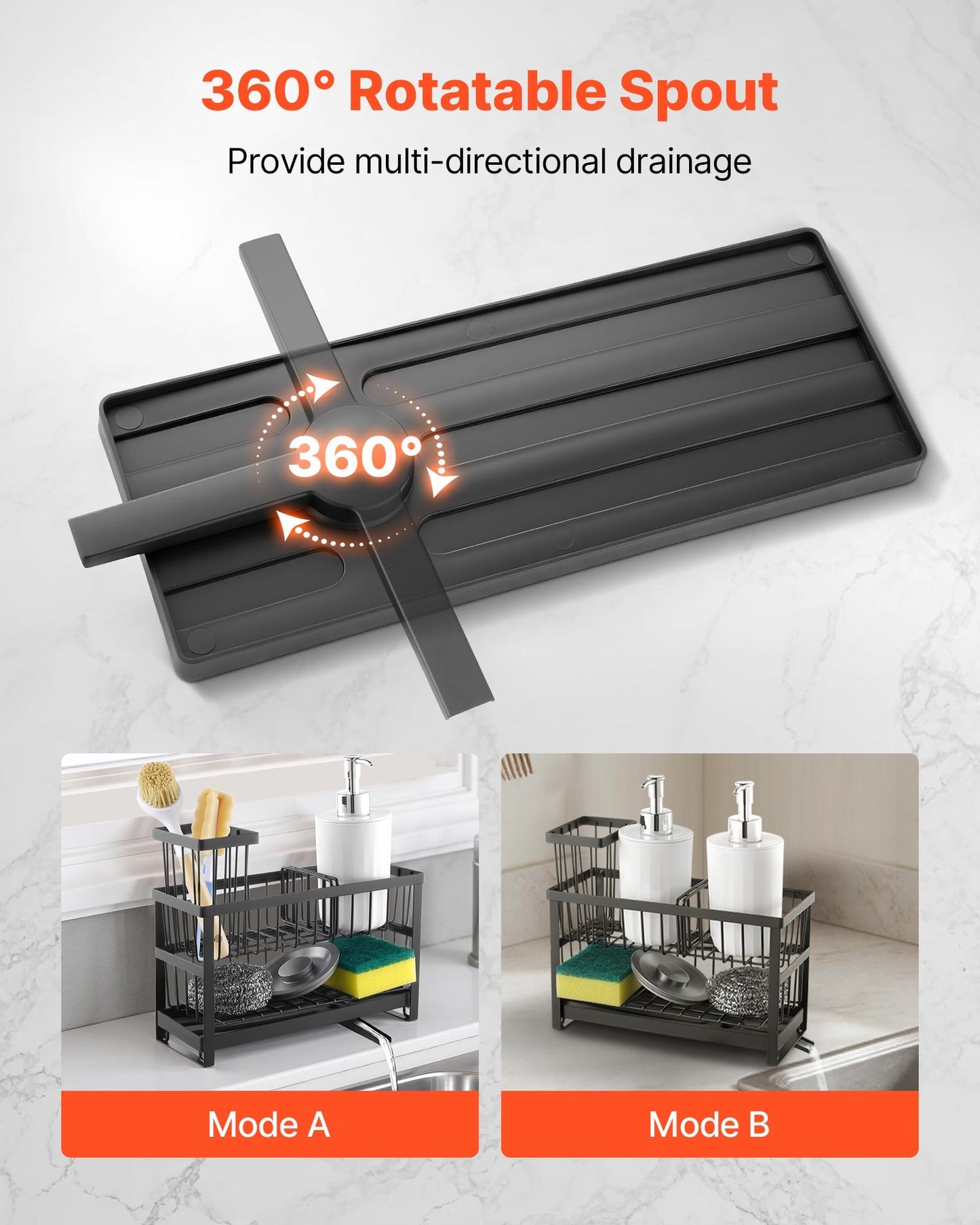 Kitchen Sink Caddy Organizer Sponge Holder For Kitchen Essentials Storage