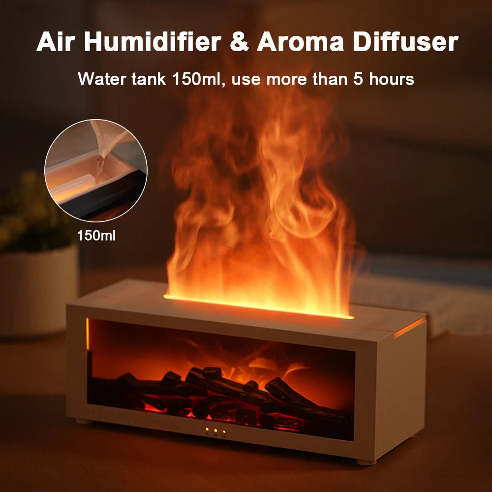 Home Flame Aromatherapy Colorful Essential 3D Flame Fireplace Oil Diffuser