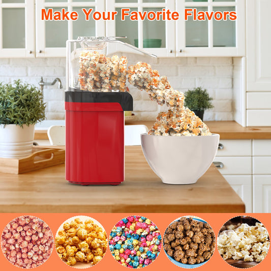 Hot Air Popcorn Popper Maker With Measure Cup And Butter Warmer 1200W Oil-Free Easy To Use 8Cups Mini Popcorn Maker Machine For Home