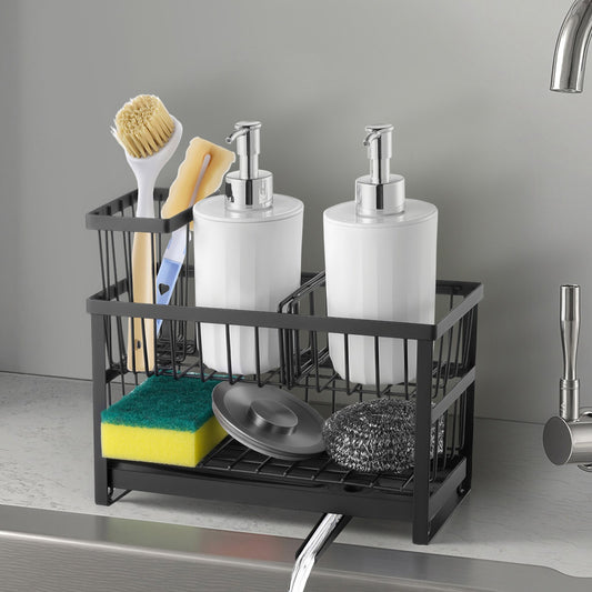 Kitchen Sink Caddy Organizer Sponge Holder For Kitchen Essentials Storage