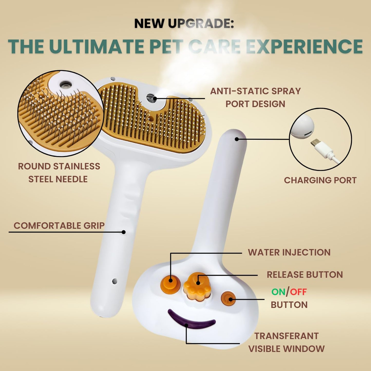 Brush With Spray For Pet Grooming Cat &  Dog