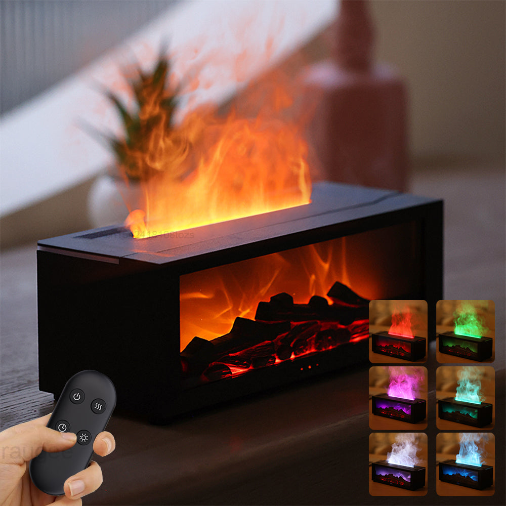 Home Flame Aromatherapy Colorful Essential 3D Flame Fireplace Oil Diffuser