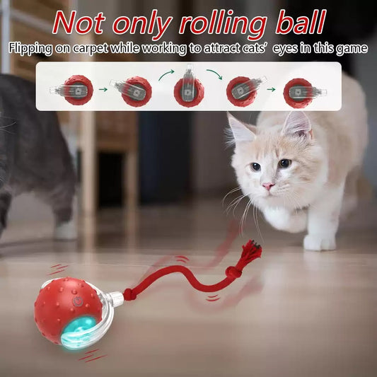 Interactive Cat Toy Ball Super Drive Cat Rolling Balls With Rope